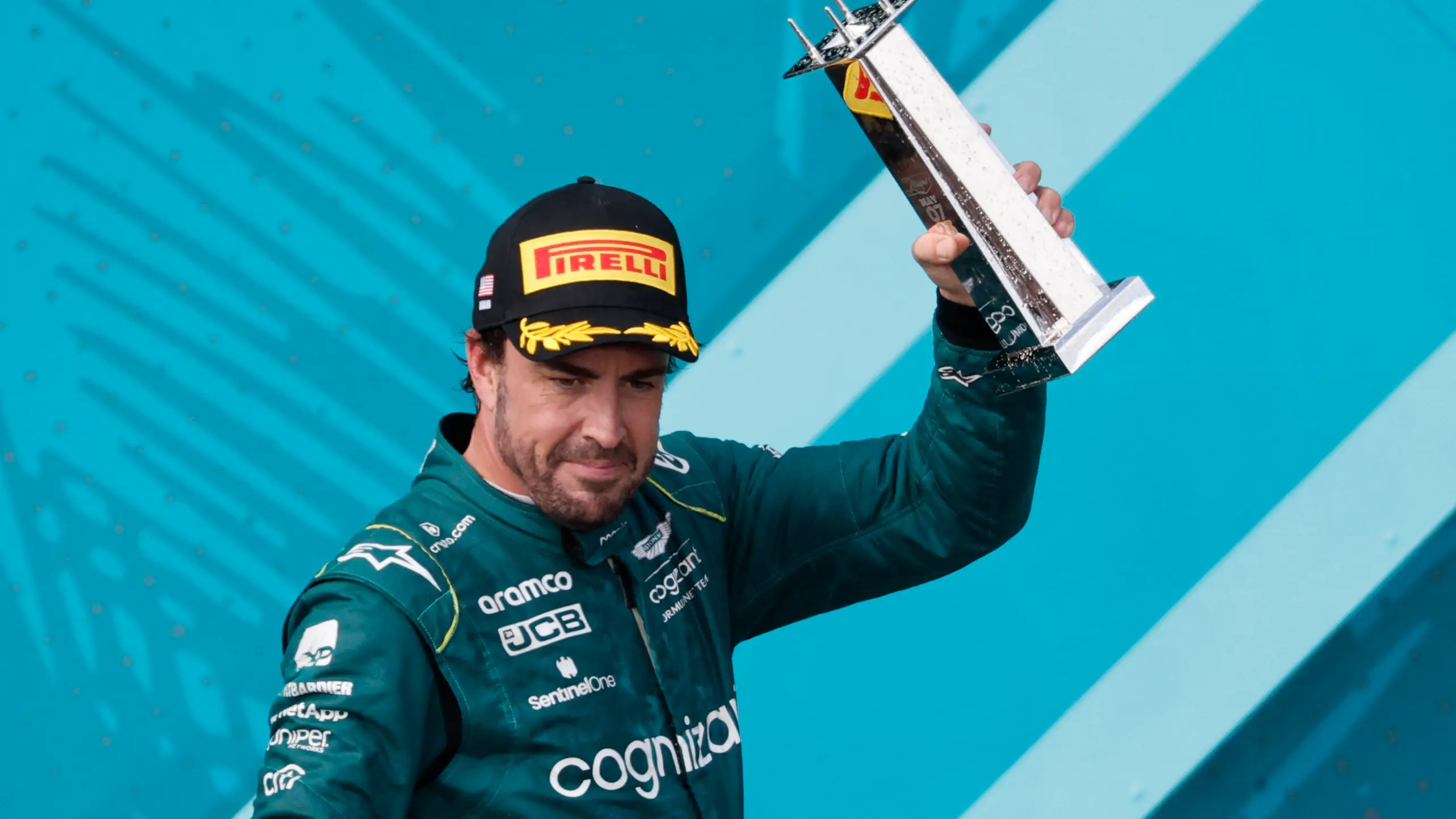 Fernando Alonso, en el podio del GP de Miami Fernando Alonso, en el podio del GP de Miami