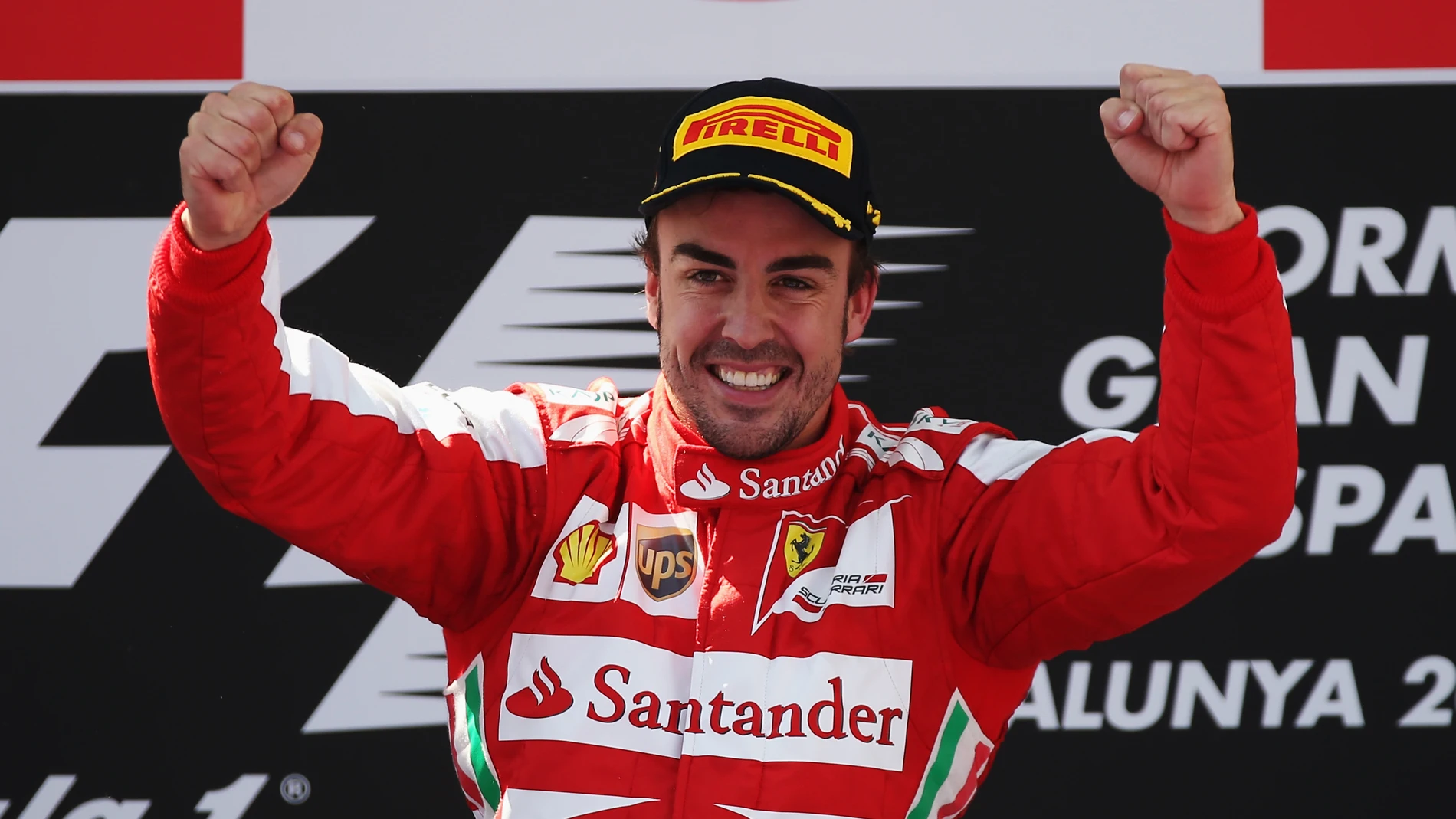 Fernando Alonso celebrando su última victoria en Fórmula 1