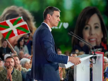 El presidente del Gobierno, Pedro Sánchez, durante un acto electoral en Vitoria El presidente del Gobierno, Pedro Sánchez, durante un acto electoral en Vitoria