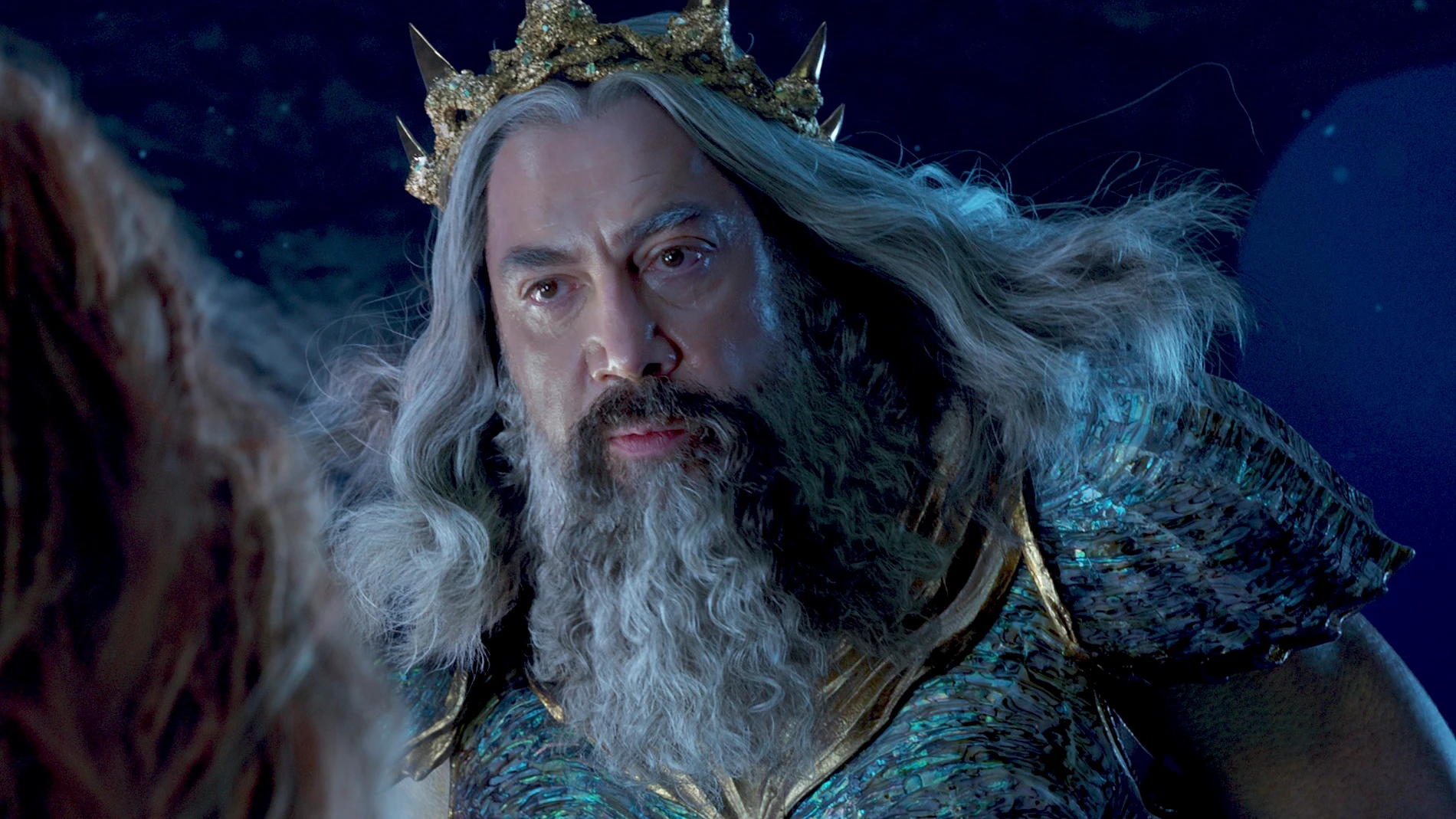 Javier Bardem como el rey Trit&oacute;n de 'La sirenita'