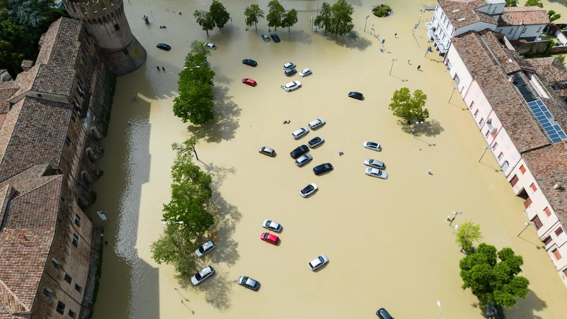 Imagen a&eacute;rea de la inundaci&oacute;n en Ravenna, Italia