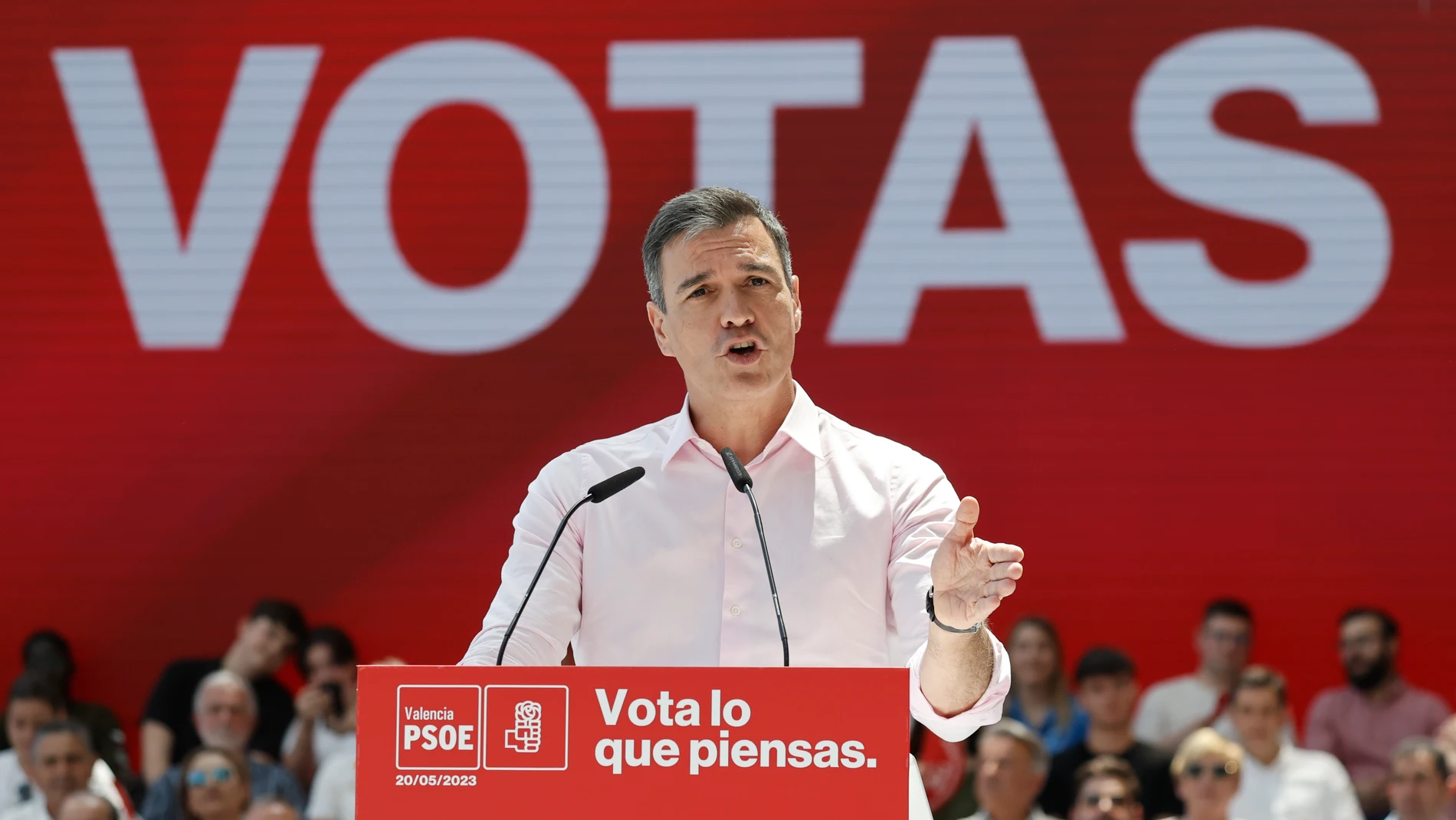 El secretario general del PSOE y presidente del Gobierno, Pedro Sánchez, en un acto de partido en la Comunitat Valenciana