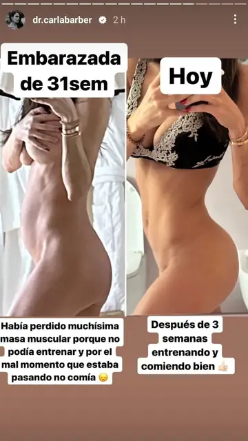 Carla Barber durante y después del embarazo Carla Barber durante y después del embarazo