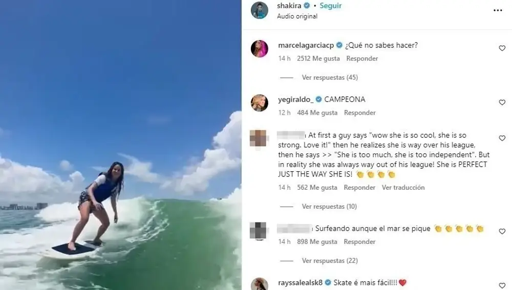 Comentarios en el vídeo de Shakira surfeando 