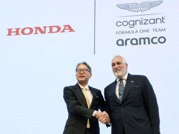 Toshihiro Mibe y Lawrence Stroll, presidentes de Honda y Aston Martin