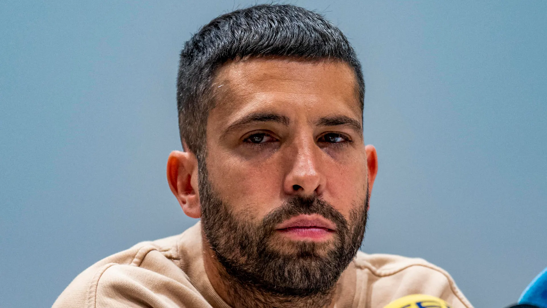 Jordi Alba en su rueda de prensa de despedida