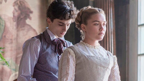 Florence Pugh y Timothée Chalamet en 'Mujercitas'