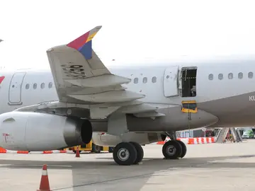 Avión tras un aterrizaje de emergencia en el aeropuerto de Daegu Avión tras un aterrizaje de emergencia en el aeropuerto de Daegu
