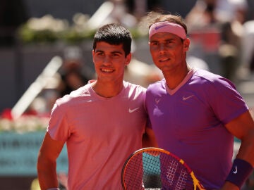 Alcaraz y Nadal en el duelo del Mutua Madrid Open 2021