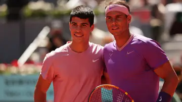 Alcaraz y Nadal en el duelo del Mutua Madrid Open 2021