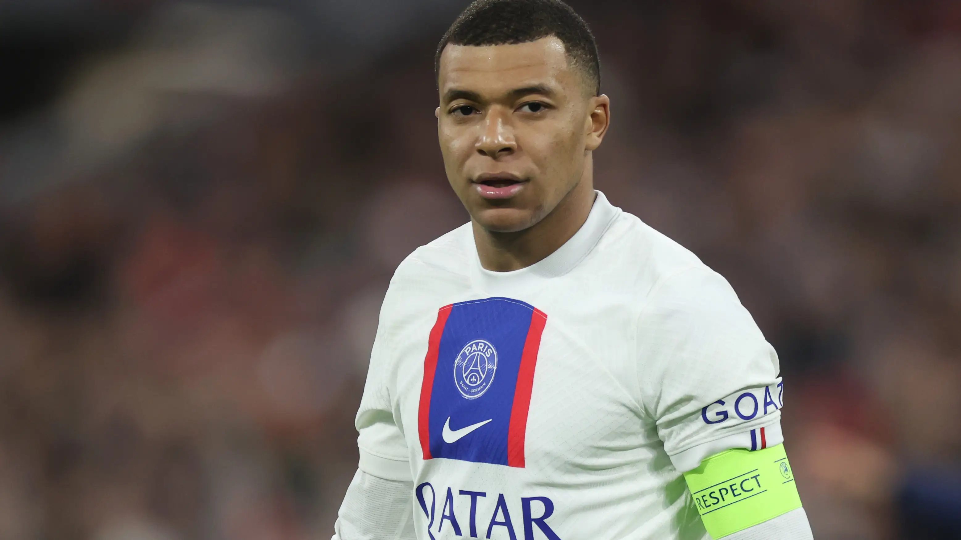 Mbapp&eacute;, en el partido de Champions contra el Bayern de M&uacute;nich