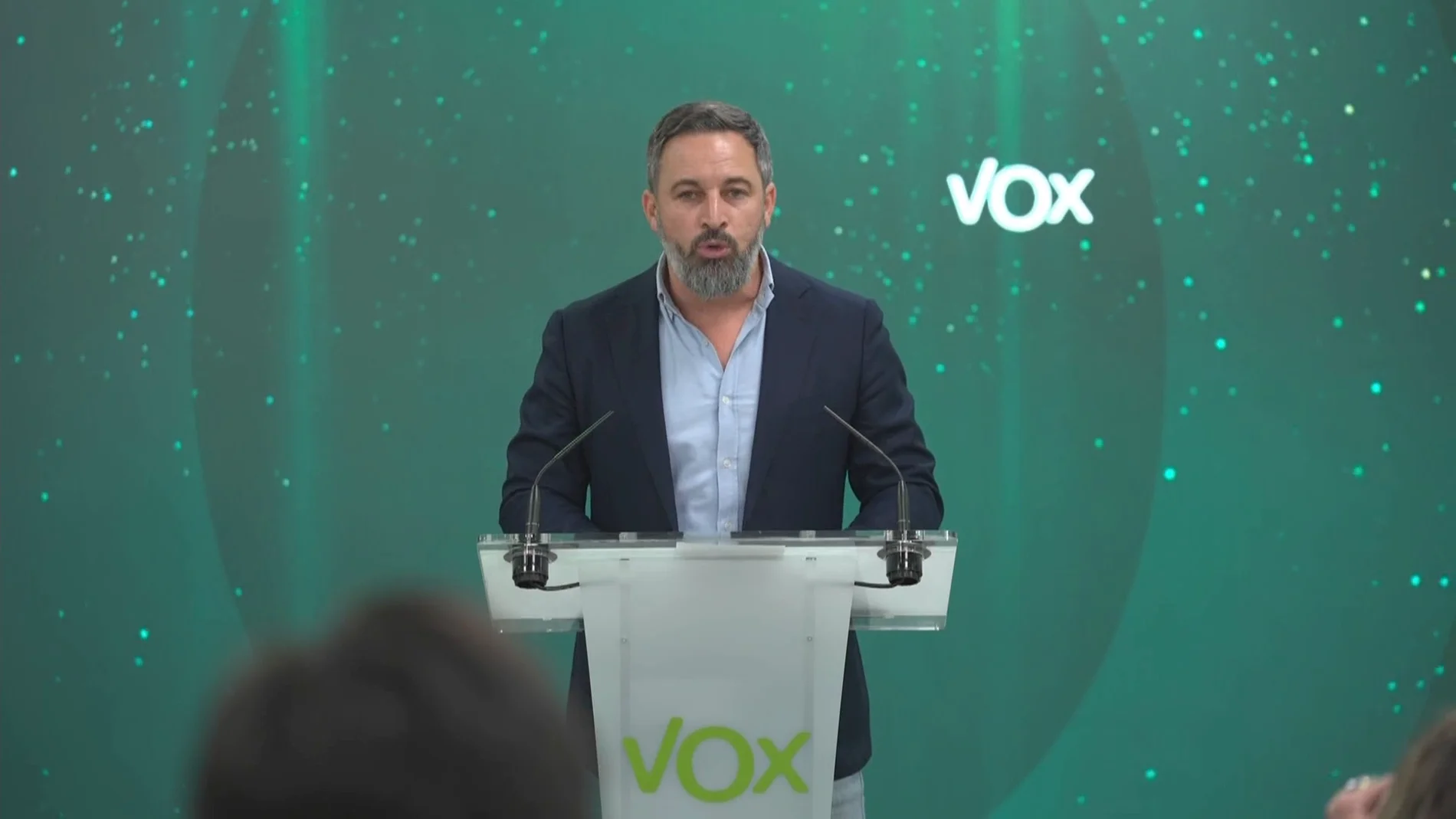 Santiago Abascal en la sede de Vox