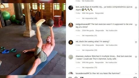 Chris Hemsworth haciendo deporte 