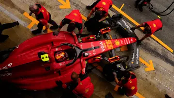 El Ferrari de Carlos Sainz en Montmeló