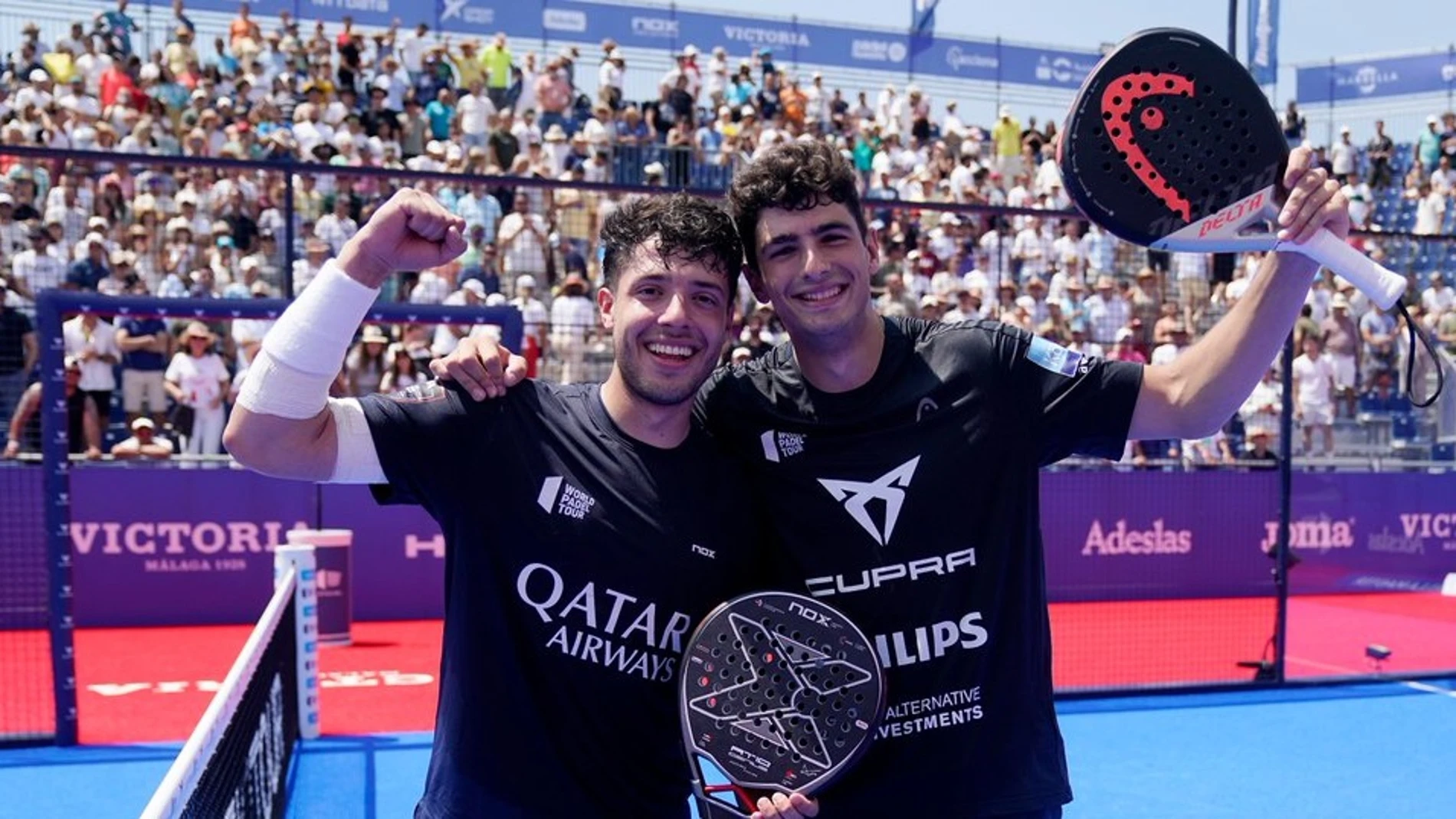Agustín Tapia y Arturo Coello celebran su victoria en el Marbella Masters 
