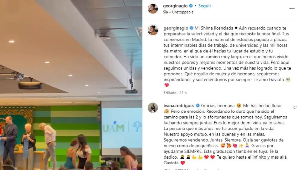 Georgina Rodríguez le dedica unas palabras a su hermana