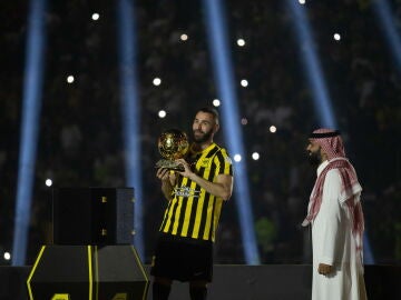 Karim Benzema, en su presentación en el King Abdullah Sports City 