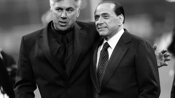 Carlo Ancelotti y Silvio Berlusconi