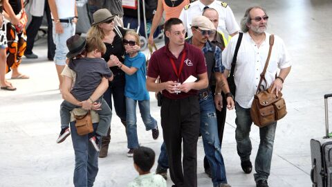 Johnny Depp con sus hijos con Vanessa Paradis, Lily-Rose y Jack, cuando eran pequeños