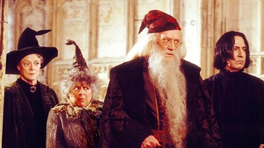 Los profesores de 'Harry Potter': Maggie Smith, Miriam Margolyes, Richard Harris, Alan Rickman como McGonagall, Pomona, Snape y Dumbledore
