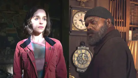 Emilia Clarke y Samuel L. Jackson en 'Invasión Secreta'