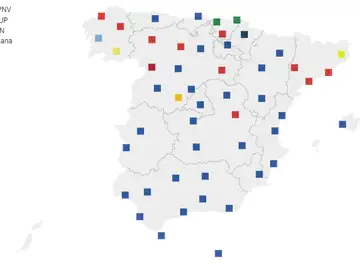Mapa de los nuevos alcaldes en las capitales de provincia Mapa de los nuevos alcaldes en las capitales de provincia