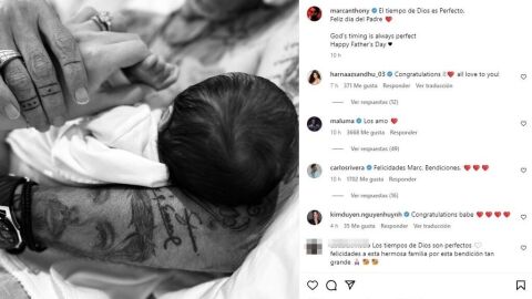 Marc Anthony y Nadia Ferreira comparten la primera imagen de su bebé