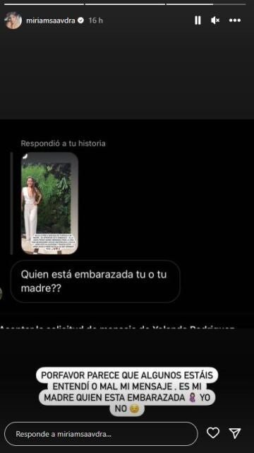 Miriam Saavedra aclara que no está embarazada