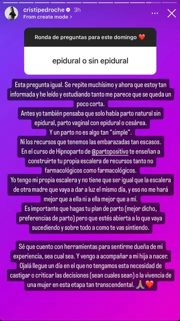 Le preguntan a Cristina Pedroche sobre si usará la epidural en el parto Le preguntan a Cristina Pedroche sobre si usará la epidural en el parto