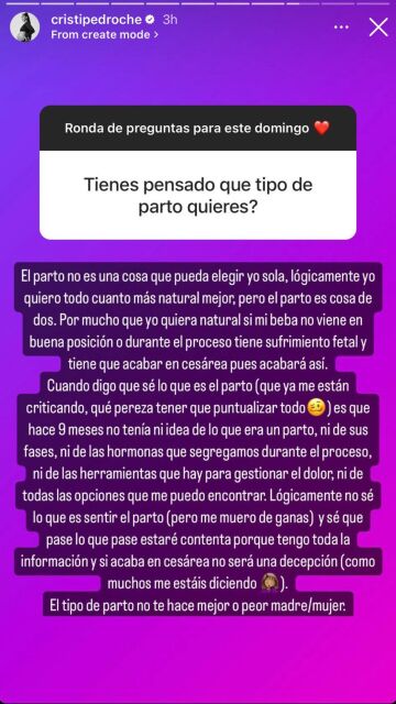 Cristina Pedroche responde una pregunta sobre el parto