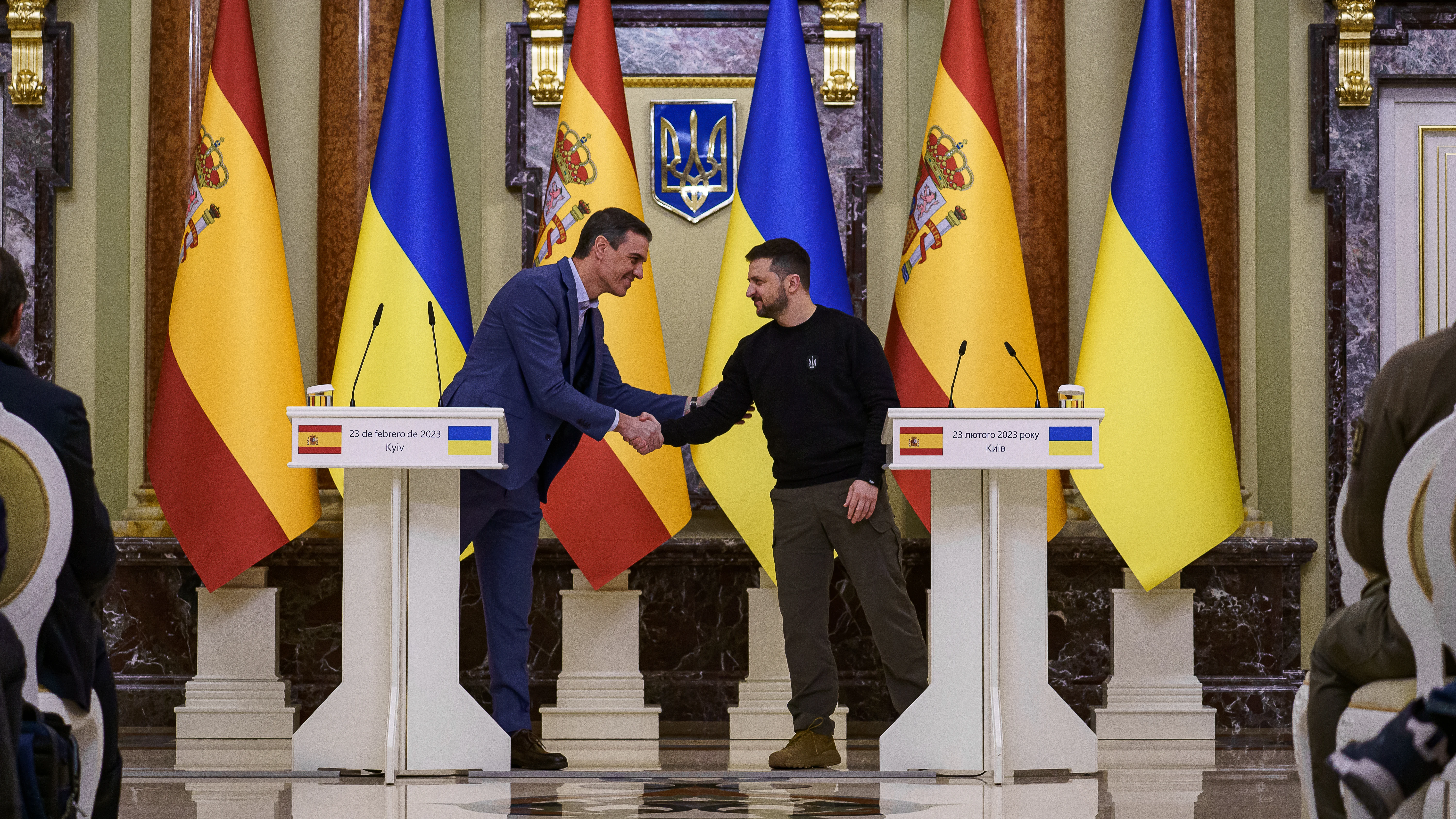 Pedro S&aacute;nchez y Volodimir Zelenski