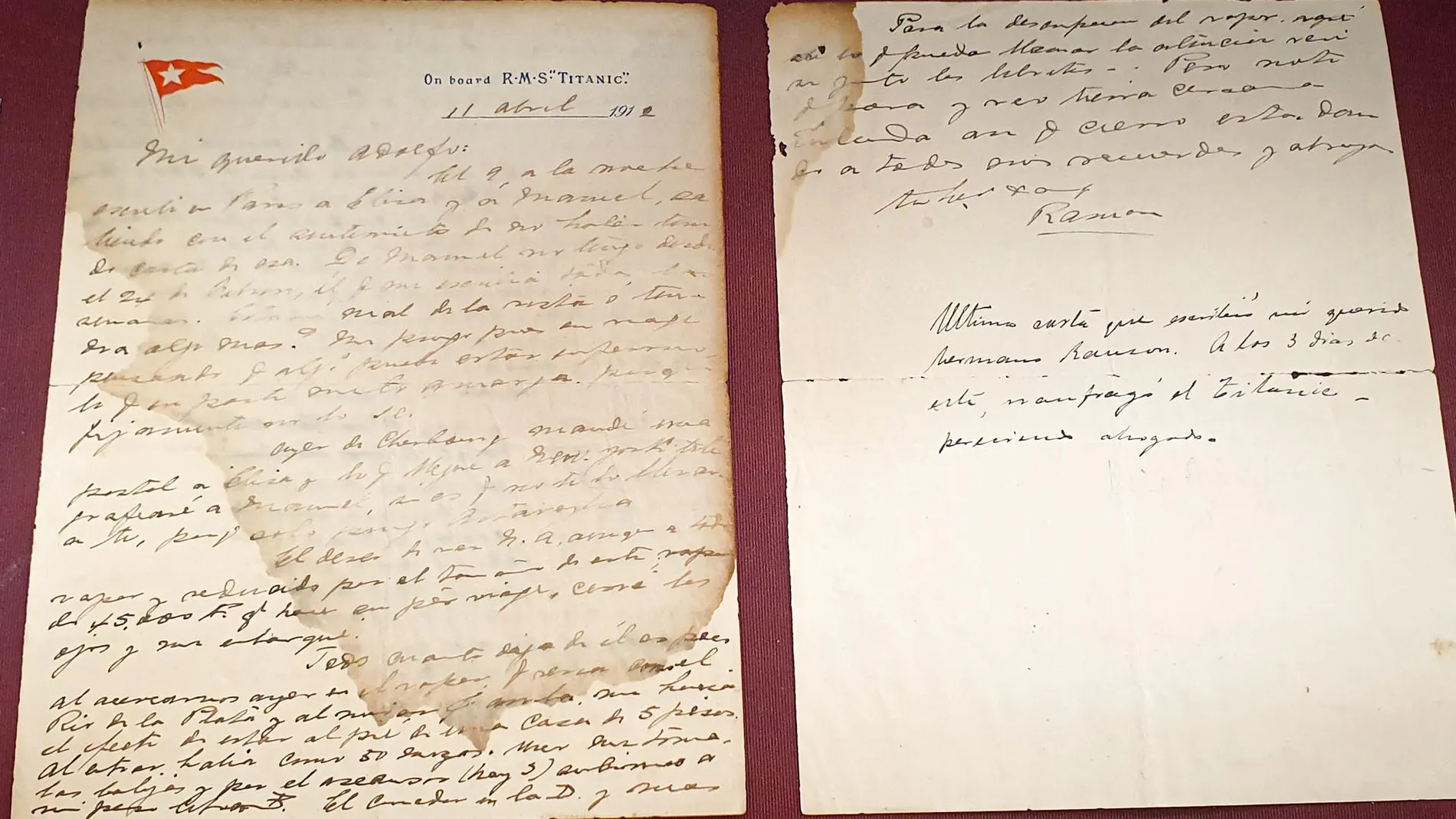 La carta que escribió un pasajero del Titanic el 11 de abril de 1912