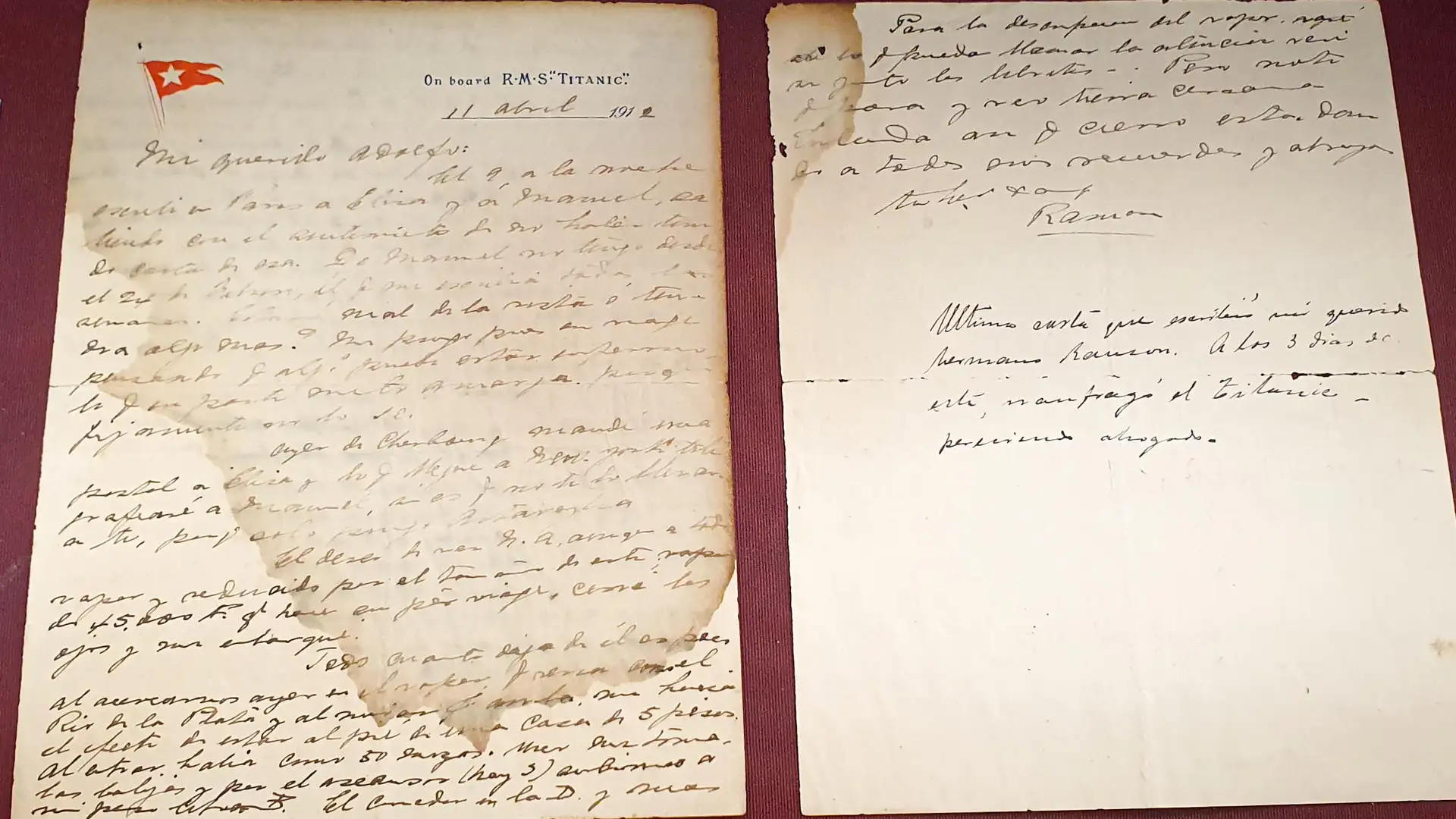 La carta que escribió un pasajero del Titanic el 11 de abril de 1912 La carta que escribió un pasajero del Titanic el 11 de abril de 1912