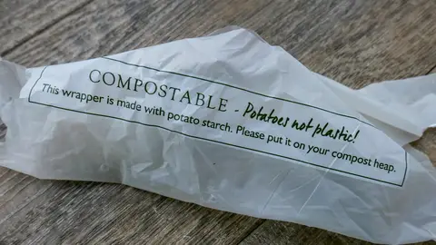 Bolsa biodegradable fabricada con patata Bolsa biodegradable fabricada con patata