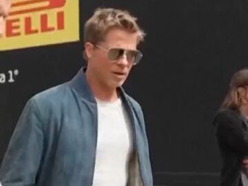 Brad Pitt llegando al circuito de Silverstone