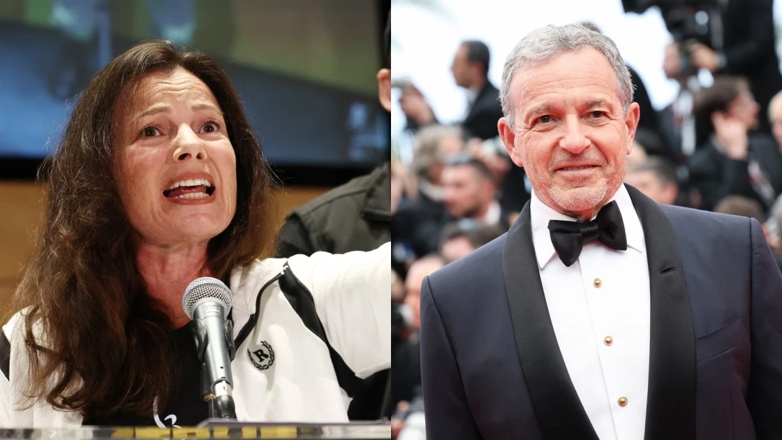 Fran Drescher, presidenta del Sindicato de Actores de EE.UU., y Bob Iger, CEO de Disney