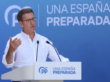 El líder del Partido Popular, Alberto Núñez Feijóo en un acto de campaña. El líder del Partido Popular, Alberto Núñez Feijóo en un acto de campaña.