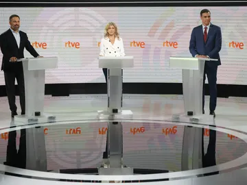Abascal, Díaz y Sánchez en el debate Abascal, Díaz y Sánchez en el debate