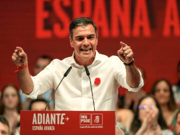 Pedro Sánchez en un acto de campaña del PSOE previo al 23J