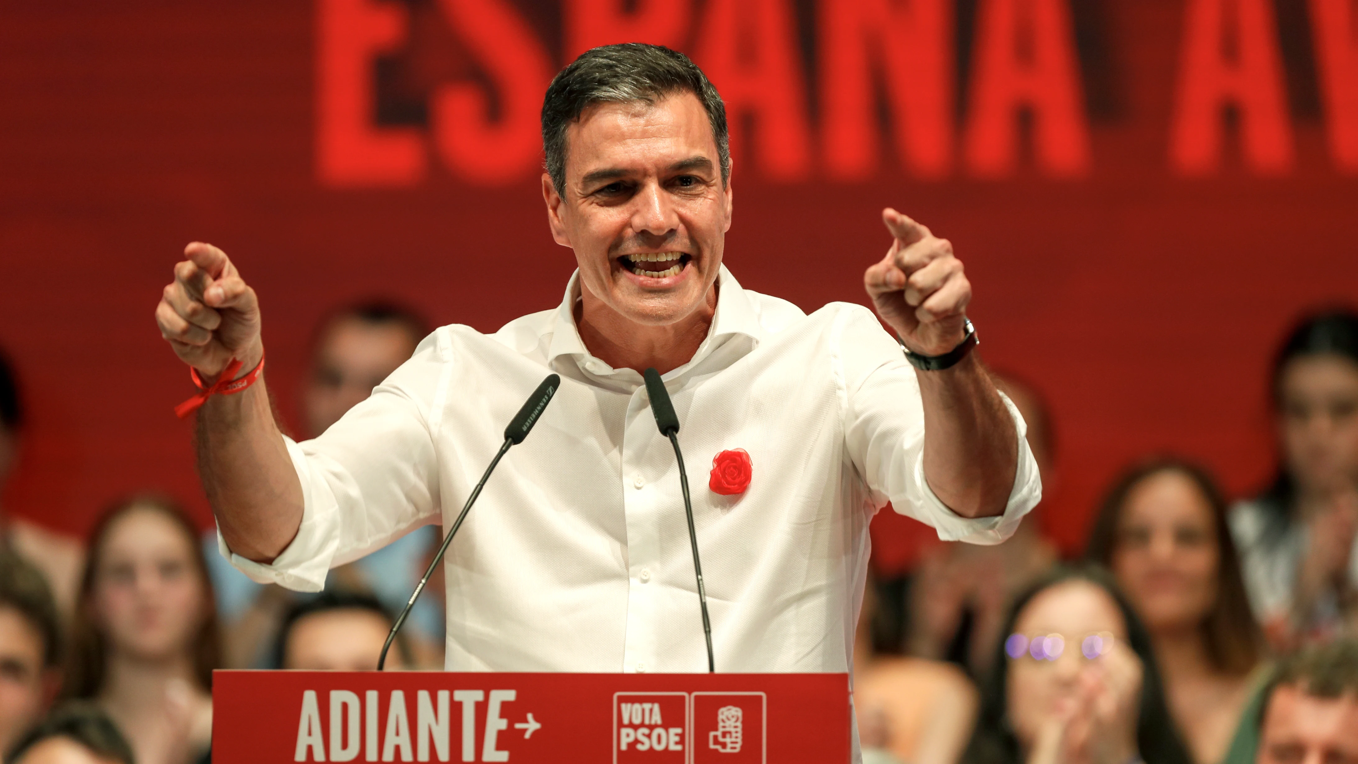 Pedro S&aacute;nchez en un acto de campa&ntilde;a del PSOE previo al 23J