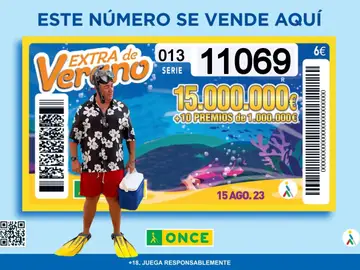 Cartel del sorteo Extra de Verano con la imagen del 'buzo' del 23J Cartel del sorteo Extra de Verano con la imagen del 'buzo' del 23J