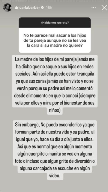 Carla Barber habla sobre los hijos de su pareja