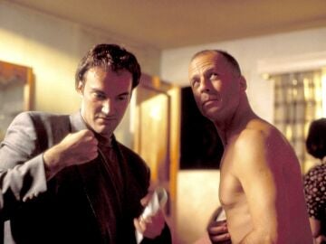 Quentin Tarantino y Bruce Willis en el rodaje de 'Pulp Fiction'