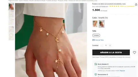 Pulsera con dedo con accesorio de estrella y luna Pulsera con dedo con accesorio de estrella y luna
