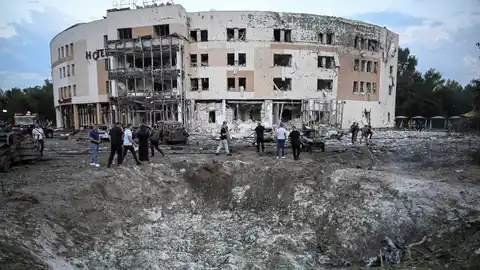 Un hotel atacado en Zaporiyia