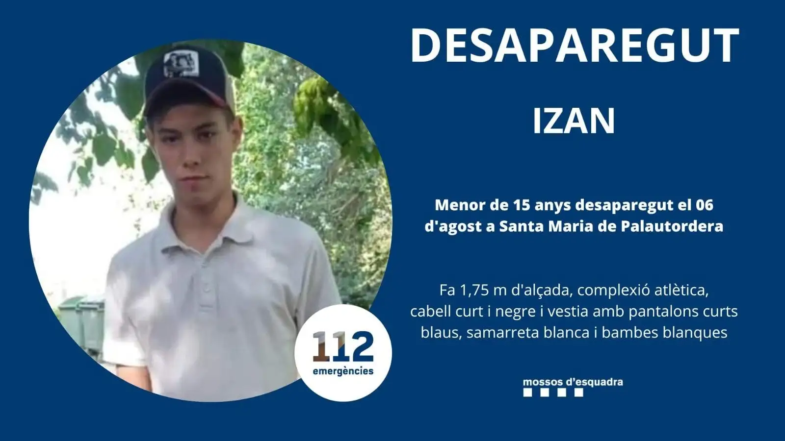 Izan, el menor de 15 años desaparecido Izan, el menor de 15 años desaparecido