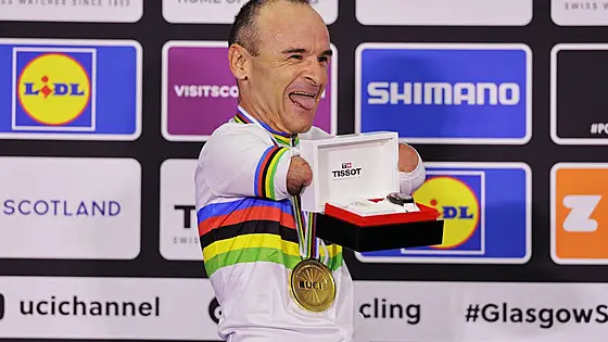 Ricardo Ten, en el podio de los Mundiales de ciclismo