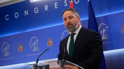 Comparecencia de Abascal tras reunirse con el Rey en la Zarzuela Comparecencia de Abascal tras reunirse con el Rey en la Zarzuela