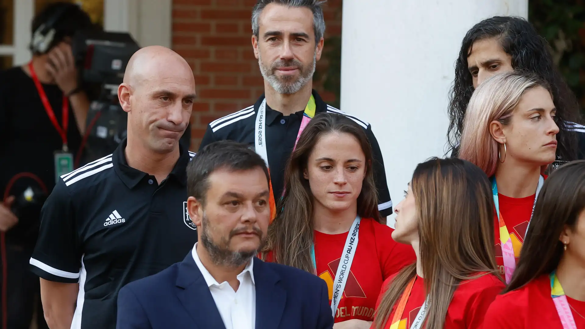 Luis Rubiales y Jorge Vilda en la recepci&oacute;n de Moncloa