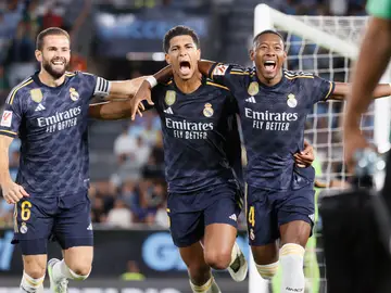 Bellingham celebra con Nacho y Alaba su gol ante el Celta Bellingham celebra con Nacho y Alaba su gol ante el Celta